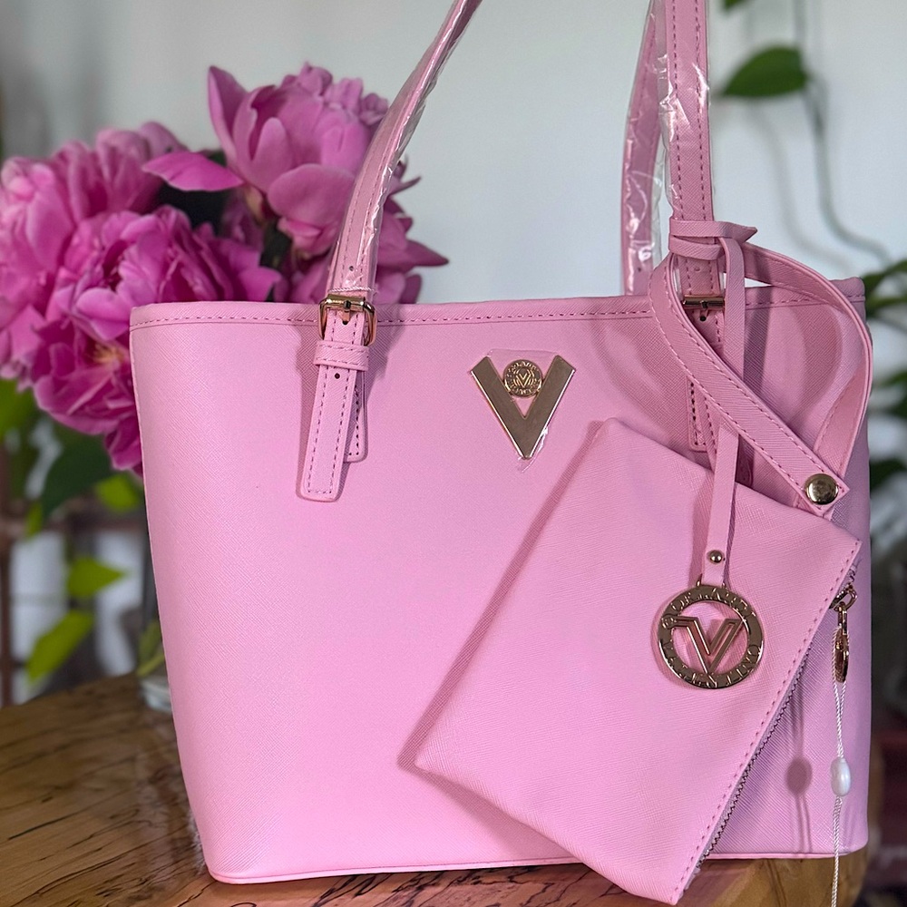 🌷NWT Valentino Orlandi Medium Pink Tote with Matching Wristlet